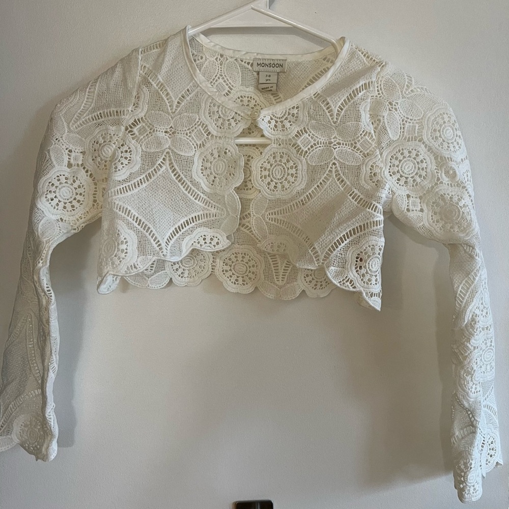 NWOT Moonsoon lace cardigan size 7Y
